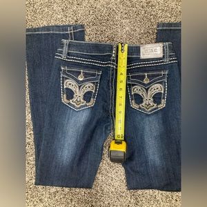 Miss Chic embroidered pocket dark denim jeans